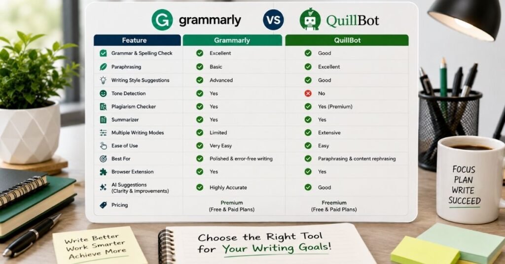 Grammarly vs QuillBot AI